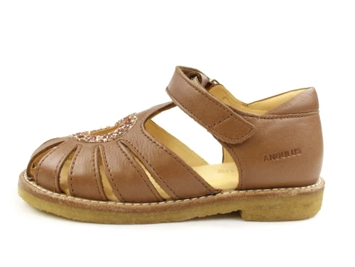 Angulus almond maple sandal med hjerte og glitter (smal)